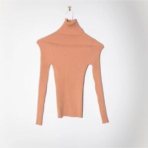 NWOT Giu Giu Nonna Turtleneck Long Sleeve Top in Pink Bandaid Size‎ XS Ribbed